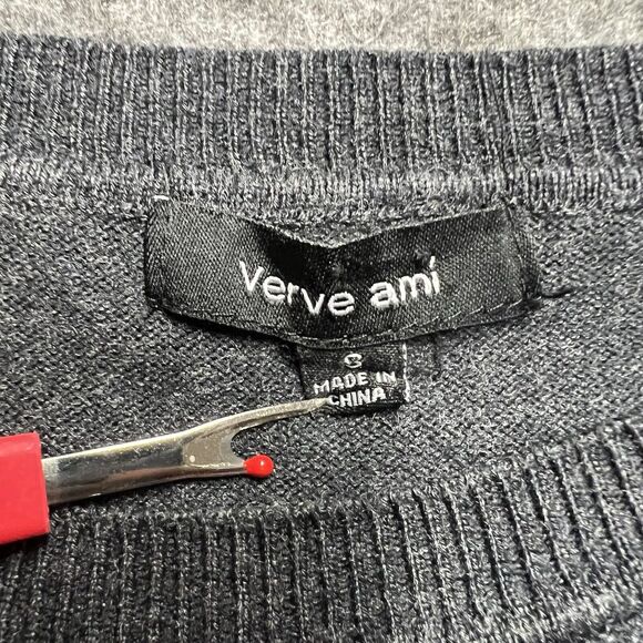 Verve Ami Long Sleeve Shirt Women's Small Black Gray Color Block Pullover Ribbed - Picture 2 of 7